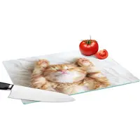 KitchenYeah Glazen Snijplank - 39x28 - Kat - Rood - Huisdieren - Kitten - Snijplanken Glas