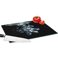 KitchenYeah Glazen Snijplank - 39x28 - Blauwe bessen - Fruit - bes - Stilleven - Water - Zwart - Snijplanken Glas
