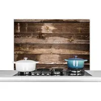 KitchenYeah Spatscherm keuken 100x65 cm - Kookplaat achterwand Hout - Vintage - Naturel - Muurbeschermer - Spatwand fornuis - Hoogwaardig aluminium