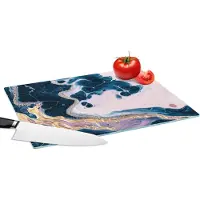 KitchenYeah Glazen Snijplank - 39x28 - Marmer - Blauw - Water - Snijplanken Glas