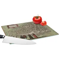 KitchenYeah Glazen Snijplank - 28x20 - Plattegrond - Leeuwarden - Historisch - Snijplanken Glas