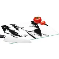 KitchenYeah Glazen Snijplank - 39x28 - Verf - Zwart - Abstract - Snijplanken Glas
