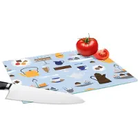 KitchenYeah Glazen Snijplank - 28x20 - Patronen - Cupcake - Theepot - Thee - Snijplanken Glas