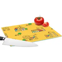 KitchenYeah Glazen Snijplank - 28x20 - Zomer - Patronen - City - Snijplanken Glas