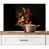 KitchenYeah Spatscherm keuken 100x65 cm - Kookplaat achterwand Schaal - Boeket - Bloemen - Muurbeschermer - Spatwand fornuis - Hoogwaardig aluminium