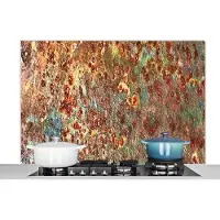 KitchenYeah Spatscherm keuken 120x80 cm - Kookplaat achterwand Kleuren - Metaal - Roest print - Structuur - Abstract - Muurbeschermer - Spatwand fornuis - Hoogwaardig aluminium