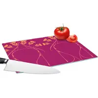 KitchenYeah Glazen Snijplank - 28x20 - Roze - Oranje - Jugendstil - Patronen - Snijplanken Glas
