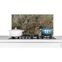 KitchenYeah Spatscherm keuken 80x40 cm - Kookplaat achterwand Stenen - Bruin - Leisteen - Muurbeschermer - Spatwand fornuis - Hoogwaardig aluminium