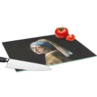 KitchenYeah Glazen Snijplank - 39x28 - Meisje met de parel - Johannes Vermeer - Bril - Snijplanken Glas