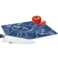 KitchenYeah Glazen Snijplank - 28x20 - Patronen - Anker - Touw - Snijplanken Glas
