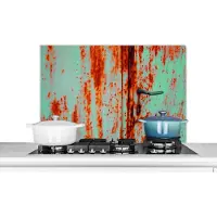 KitchenYeah Spatscherm keuken 80x55 cm - Kookplaat achterwand Roest - IJzer - Industrieel - Muurbeschermer - Spatwand fornuis - Hoogwaardig aluminium