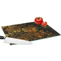KitchenYeah Glazen Snijplank - 39x28 - Marmer - Glitter - Goud - Snijplanken Glas