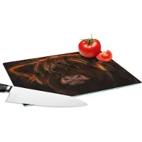 KitchenYeah Glazen Snijplank - 28x20 - Schotse Hooglander - Koe - Portret - Dieren - Snijplanken Glas