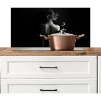 KitchenYeah Spatscherm keuken 90x45 cm - Kookplaat achterwand Vrouw - Wijn - Jurk - Muurbeschermer - Spatwand fornuis - Hoogwaardig aluminium