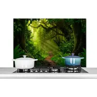 KitchenYeah Spatscherm keuken 100x65 cm - Kookplaat achterwand Jungle - Planten - Azië - Jongens - Meisje - Kind - Muurbeschermer - Spatwand fornuis - Hoogwaardig aluminium