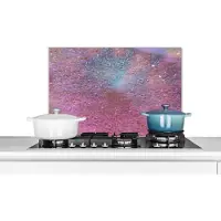 KitchenYeah Spatscherm keuken 60x40 cm - Kookplaat achterwand Roze - Glitter - Abstract - Design - Blauw - Muurbeschermer - Spatwand fornuis - Hoogwaardig aluminium