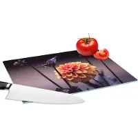 KitchenYeah Glazen Snijplank - 28x20 - Bloemen - Chrysant - Macro - Planten - Snijplanken Glas