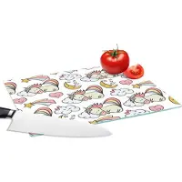 KitchenYeah Glazen Snijplank - 28x20 - Slapen - Unicorn - Patronen - Snijplanken Glas