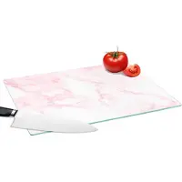 KitchenYeah Glazen Snijplank - 39x28 - Marmer - Wit - Roze - Chic - Marmerlook - Snijplanken Glas