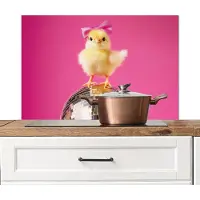 KitchenYeah Spatscherm keuken 80x55 cm - Kookplaat achterwand Discobal - Kuiken - Strik - Muurbeschermer - Spatwand fornuis - Hoogwaardig aluminium