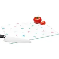 KitchenYeah Glazen Snijplank - 39x28 - Hartjes - Patronen - Pastel - Snijplanken Glas