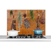 KitchenYeah Spatscherm keuken 100x65 cm - Kookplaat achterwand Gedroogde kruiden - Muurbeschermer - Spatwand fornuis - Hoogwaardig aluminium