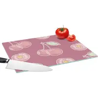 KitchenYeah Glazen Snijplank - 39x28 - Design - Kers - Patroon - Snijplanken Glas