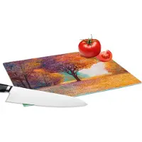 KitchenYeah Glazen Snijplank - 28x20 - Schilderij - Boom - Kleuren - Olieverf - Snijplanken Glas