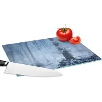 KitchenYeah Glazen Snijplank - 28x20 - Bos - Winter - Sneeuw - Snijplanken Glas