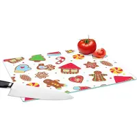 KitchenYeah Glazen Snijplank - 39x28 - Patronen - Eten - Kerst - Snijplanken Glas