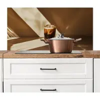 KitchenYeah Spatscherm keuken 100x50 cm - Kookplaat achterwand Glas - Ijskoffie - Schaduw - Bruin - Muurbeschermer - Spatwand fornuis - Hoogwaardig aluminium