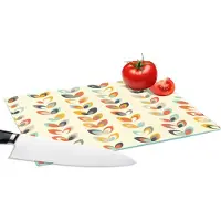 KitchenYeah Glazen Snijplank - 28x20 - Bladeren - Jaren 50 - Patroon - Snijplanken Glas