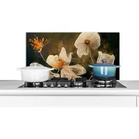 KitchenYeah Spatscherm keuken 90x45 cm - Kookplaat achterwand Bloemen - Planten - Natuur - Kleuren - Illustratie - Muurbeschermer - Spatwand fornuis - Hoogwaardig aluminium