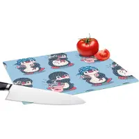 KitchenYeah Glazen Snijplank - 28x20 - Pinguïn - Design - Vis - Snijplanken Glas