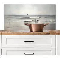 KitchenYeah Spatscherm keuken 100x50 cm - Kookplaat achterwand Roeiboot - Zee - Horizon - Muurbeschermer - Spatwand fornuis - Hoogwaardig aluminium