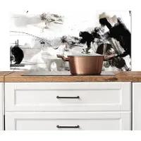 KitchenYeah Spatscherm keuken 100x50 cm - Kookplaat achterwand Schilderij - Verf - Zwart wit - Kunst - Muurbeschermer - Spatwand fornuis - Hoogwaardig aluminium