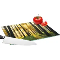 KitchenYeah Glazen Snijplank - 28x20 - Bos - Zon - Bomen - Gras - Landschap - Natuur - Snijplanken Glas