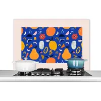 KitchenYeah Spatscherm keuken 100x65 cm - Kookplaat achterwand Eten - Peren - Citroen - Fruit - Pastel - Muurbeschermer - Spatwand fornuis - Hoogwaardig aluminium