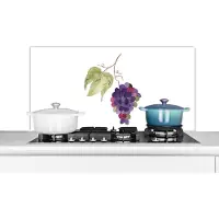 KitchenYeah Spatscherm keuken 100x50 cm - Kookplaat achterwand Druiven - Bladeren - Tak - Muurbeschermer - Spatwand fornuis - Hoogwaardig aluminium