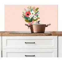 KitchenYeah Spatscherm keuken 100x50 cm - Kookplaat achterwand Boeket - Strikje - Kaartje - Quote - Muurbeschermer - Spatwand fornuis - Hoogwaardig aluminium