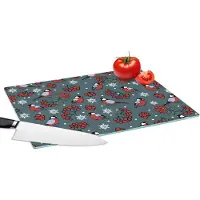 KitchenYeah Glazen Snijplank - 39x28 - Vogel - Kerstmis - Sneeuw - Bes - Patronen - Snijplanken Glas