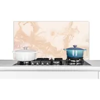 KitchenYeah Spatscherm keuken 100x50 cm - Kookplaat achterwand Marmer - Roze - Lijn - Muurbeschermer - Spatwand fornuis - Hoogwaardig aluminium