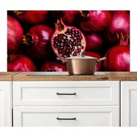 KitchenYeah Spatscherm keuken 120x60 cm - Kookplaat achterwand Granaatappel - Rood - Fruit - Muurbeschermer - Spatwand fornuis - Hoogwaardig aluminium