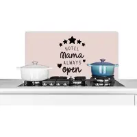 KitchenYeah Spatscherm keuken 90x45 cm - Kookplaat achterwand Quotes - Hotel mama always open - Spreuken - Mama - Muurbeschermer - Spatwand fornuis - Hoogwaardig aluminium