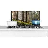 KitchenYeah Spatscherm keuken 60x30 cm - Kookplaat achterwand Zon - Takken - Bomen - Bos - Natuur - Muurbeschermer - Spatwand fornuis - Hoogwaardig aluminium