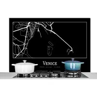 KitchenYeah Spatscherm keuken 120x80 cm - Kookplaat achterwand Stadskaart - Venetië - Kaart - Plattegrond - Venice - Muurbeschermer - Spatwand fornuis - Hoogwaardig aluminium