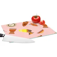 KitchenYeah Glazen Snijplank - 28x20 - Afrika - Djembé - Patronen - Afrikaanse maskers - Snijplanken Glas