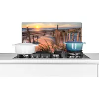 KitchenYeah Spatscherm keuken 60x30 cm - Kookplaat achterwand Strand - Zee - Duin - Zonsondergang - Landschap - Muurbeschermer - Spatwand fornuis - Hoogwaardig aluminium
