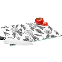 KitchenYeah Glazen Snijplank - 39x28 - Droomvanger - Veren - Indiaan - Patronen - Snijplanken Glas