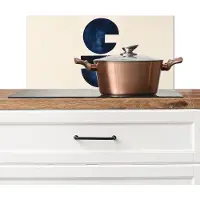 KitchenYeah Spatscherm keuken 70x30 cm - Kookplaat achterwand Vormen - Blauw - Abstract - Muurbeschermer - Spatwand fornuis - Hoogwaardig aluminium